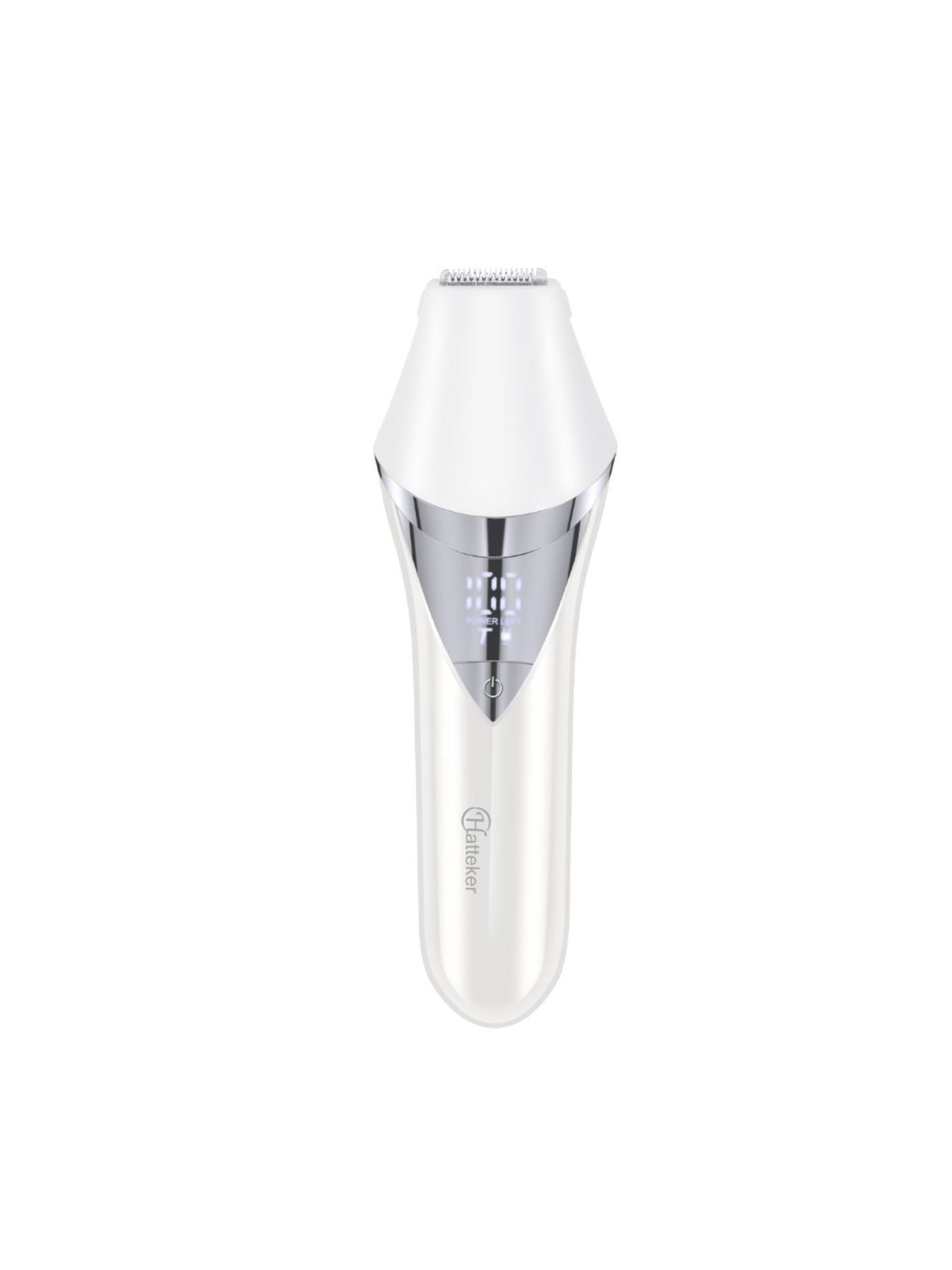 White electric hair removal epilator by Trendsi, compact design, with multiple attachments for painless hair removal.
