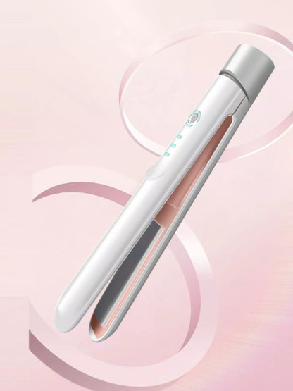 Trendsi portable cordless hair straightener in white, compact design for easy styling on the go