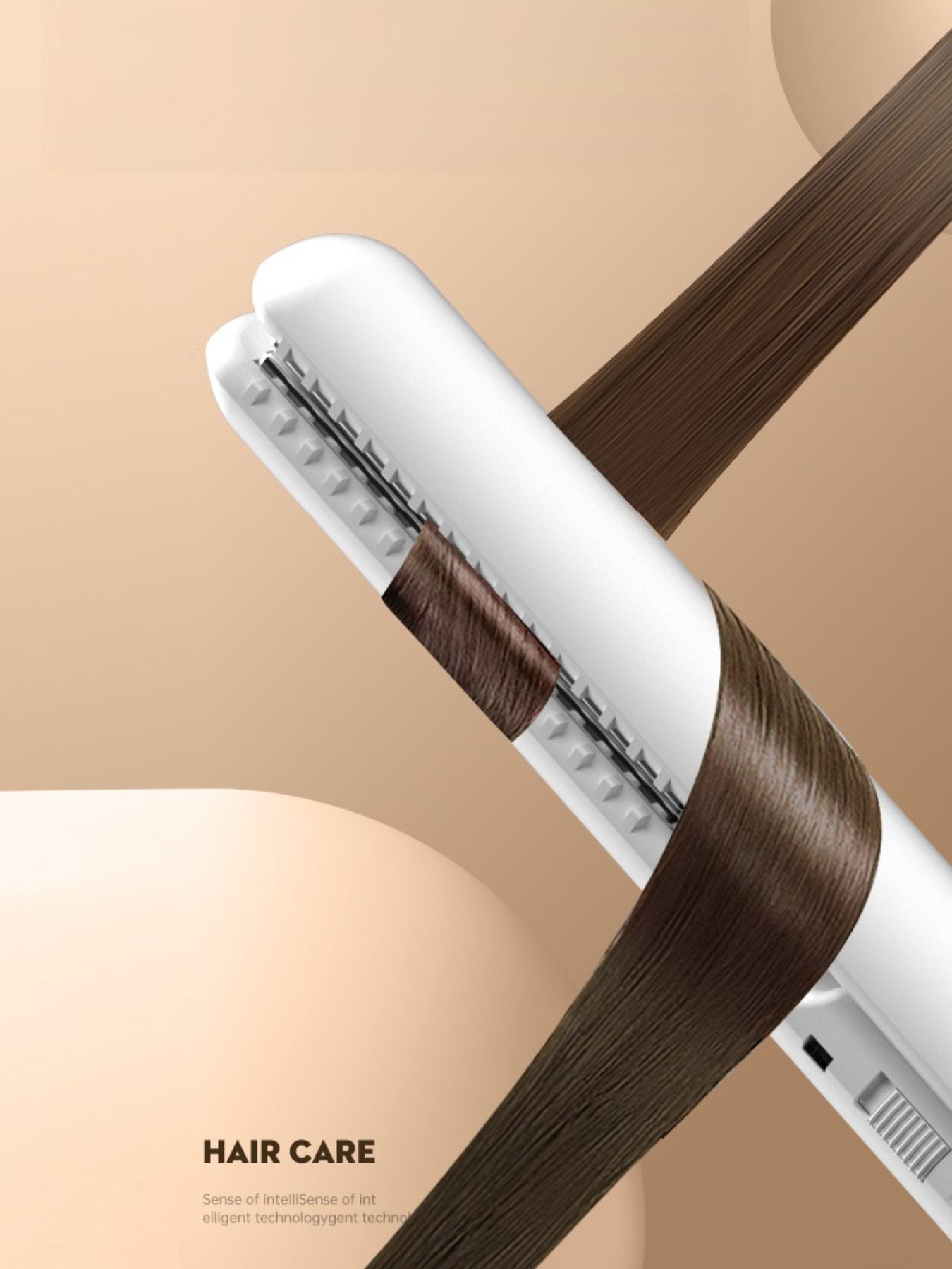 White portable cordless hair straightener by Trendsi, compact design with ceramic plates for easy styling on the go.