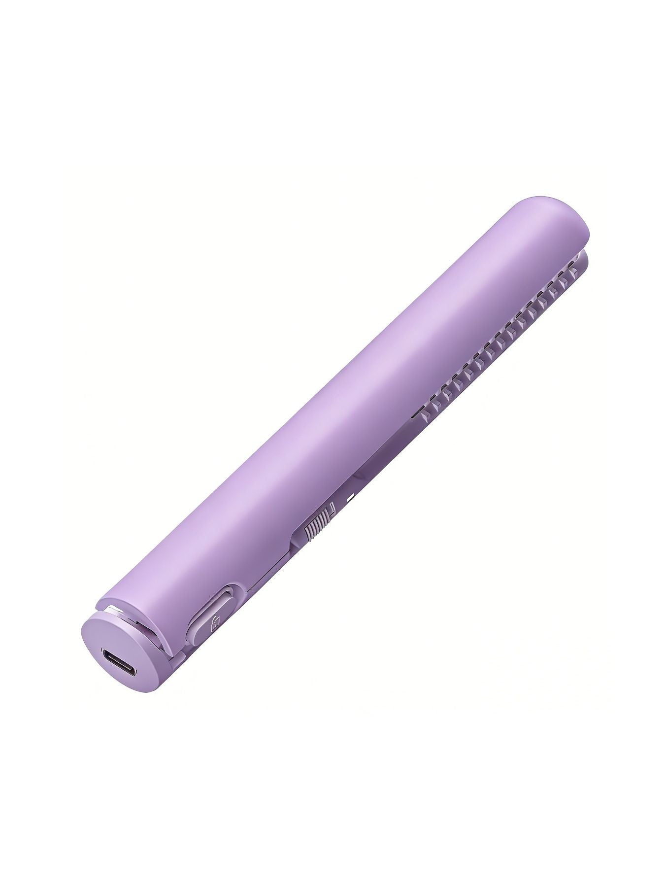 White portable cordless hair straightener by Trendsi, compact design with ceramic plates for easy styling on the go.