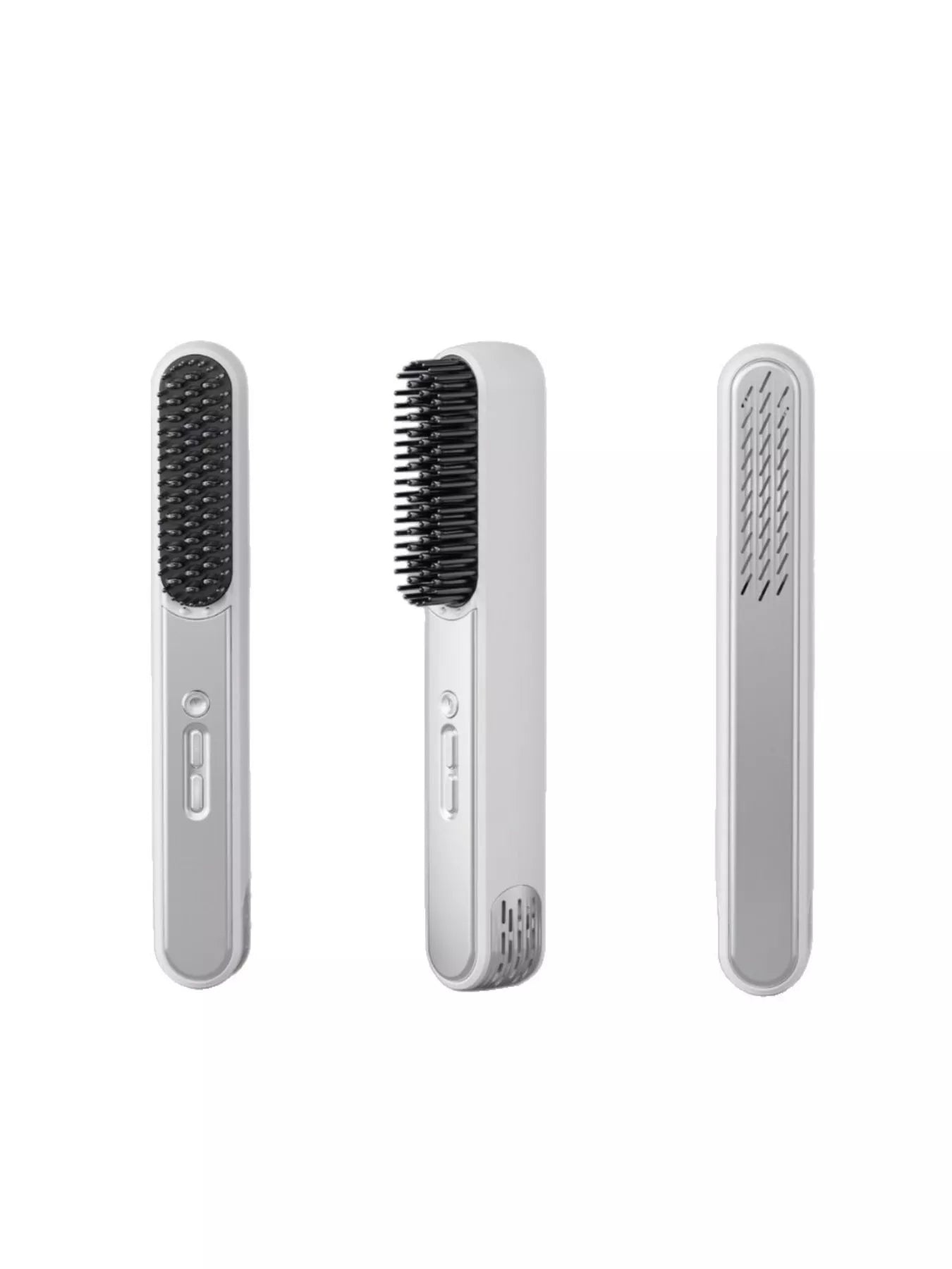 White portable heated straightening comb by Trendsi, compact hair styling tool with heated ceramic plates for straightening hair.