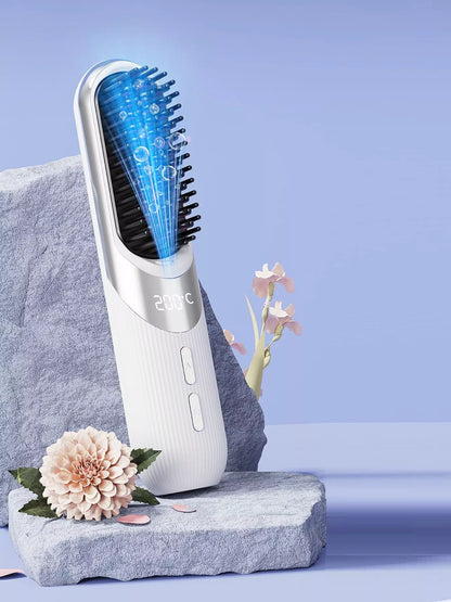 White portable heated straightening comb by Trendsi, compact design for easy styling and hair smoothing.
