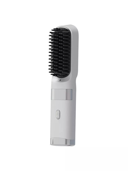 White portable heated straightening comb by Trendsi, compact and ergonomic for easy hair styling.