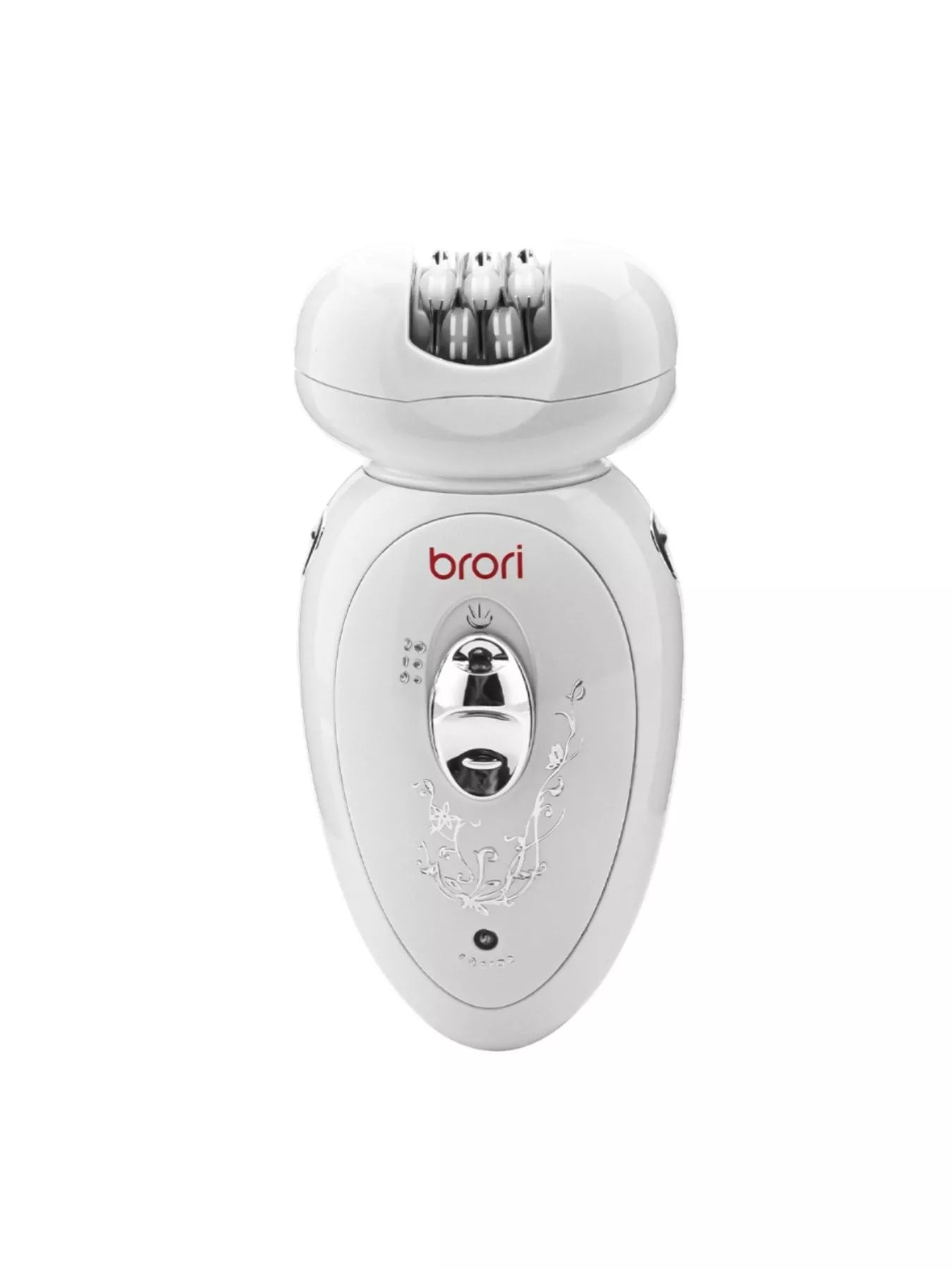 White rechargeable hair removal epilator by Trendsi, featuring multiple attachments for painless hair removal.