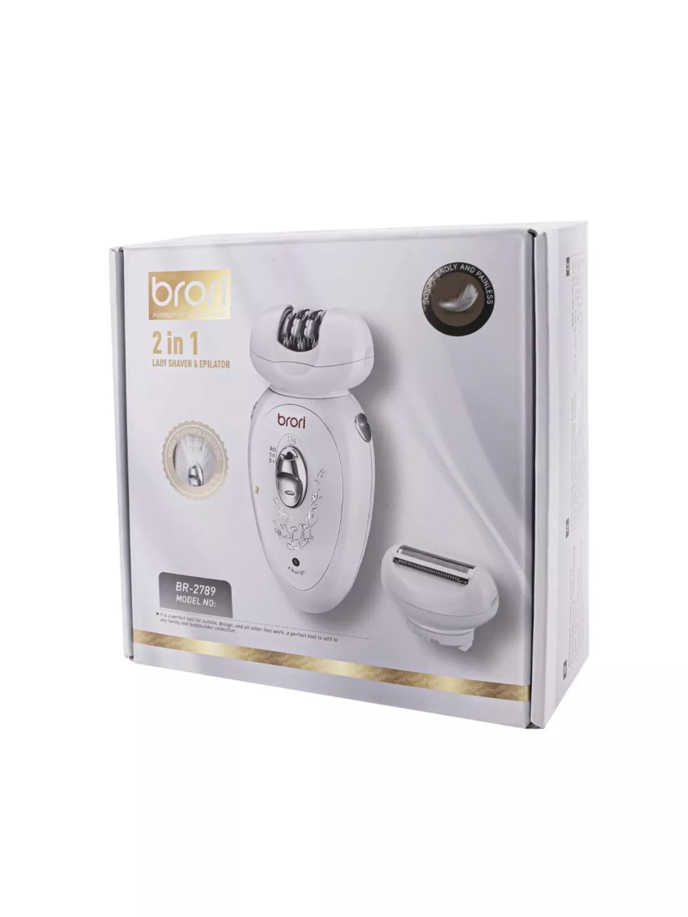 White rechargeable hair removal epilator by Trendsi, showing the handheld device with epilating heads for smooth skin.