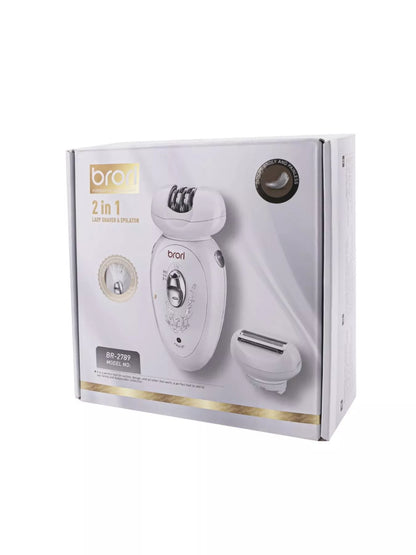 White rechargeable hair removal epilator by Trendsi, showing the handheld device with epilating heads for smooth skin.