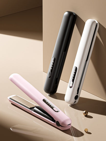 White adjustable temperature hair straightener by Trendsi with ergonomic design and ceramic plates for smooth styling.