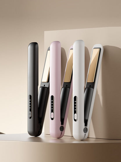 White adjustable temperature hair straightener by Trendsi with ceramic plates and ergonomic design for versatile styling.