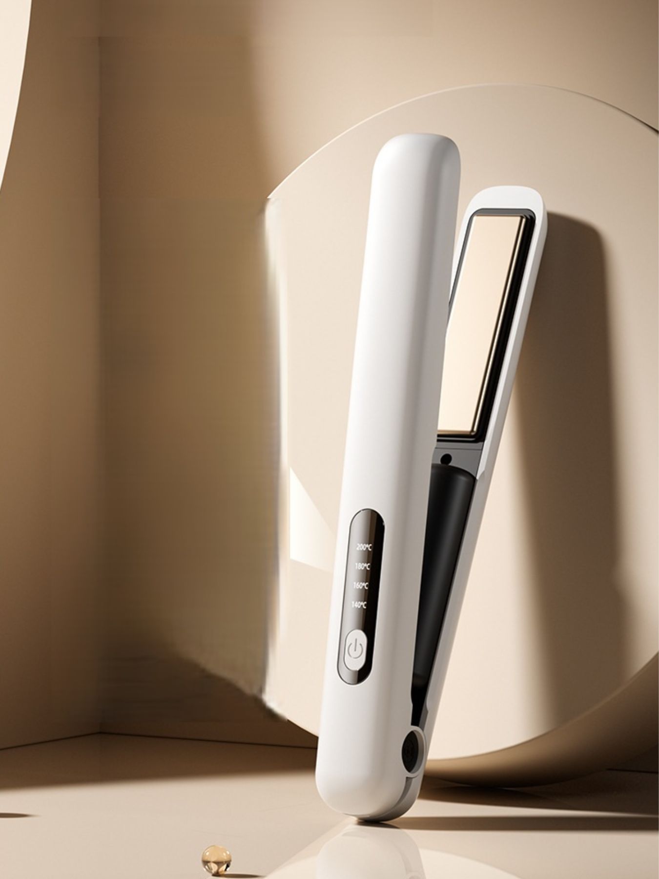 White adjustable temperature hair straightener from Trendsi with sleek design and heat control settings for versatile styling.