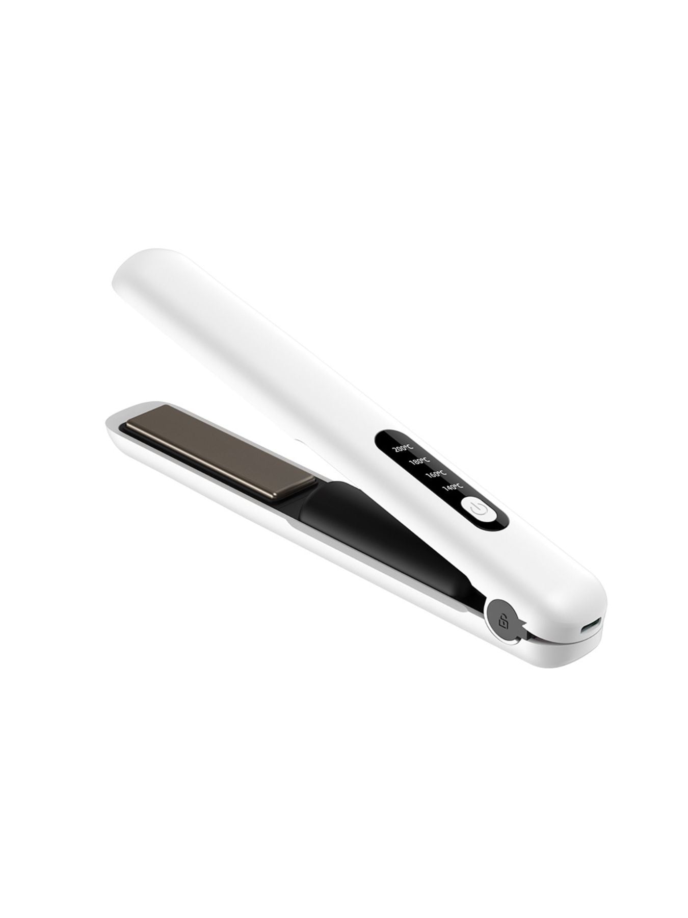 White adjustable temperature hair straightener from Trendsi with a sleek design and ceramic plates for smooth styling.