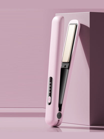 White adjustable temperature hair straightener by Trendsi with sleek design and ceramic plates for smooth styling.