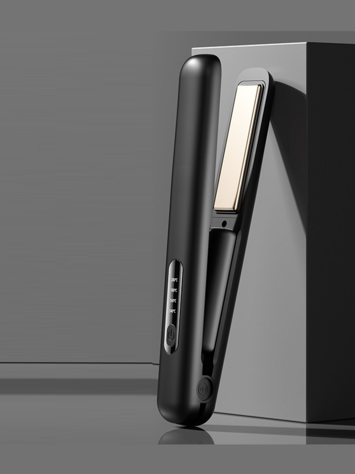 White adjustable temperature hair straightener from Trendsi, featuring a sleek design and digital controls for styling.