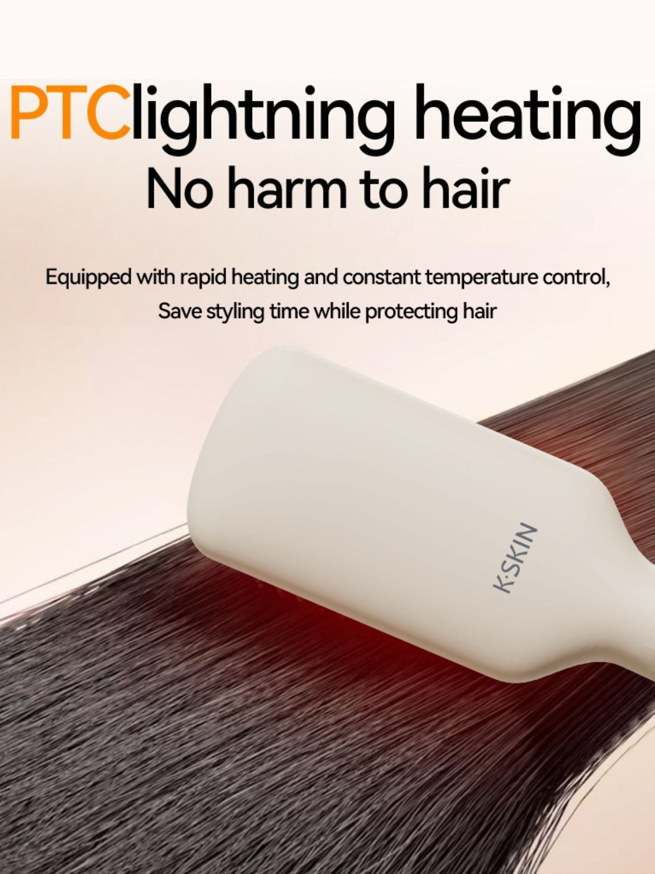 White Trendsi Anti-Scald Hair Straightening Comb with ergonomic handle and ceramic bristles for gentle, safe styling.