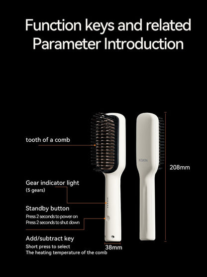 White Trendsi Anti-Scald Hair Straightening Comb with ergonomic handle and heat-resistant design for safe styling.