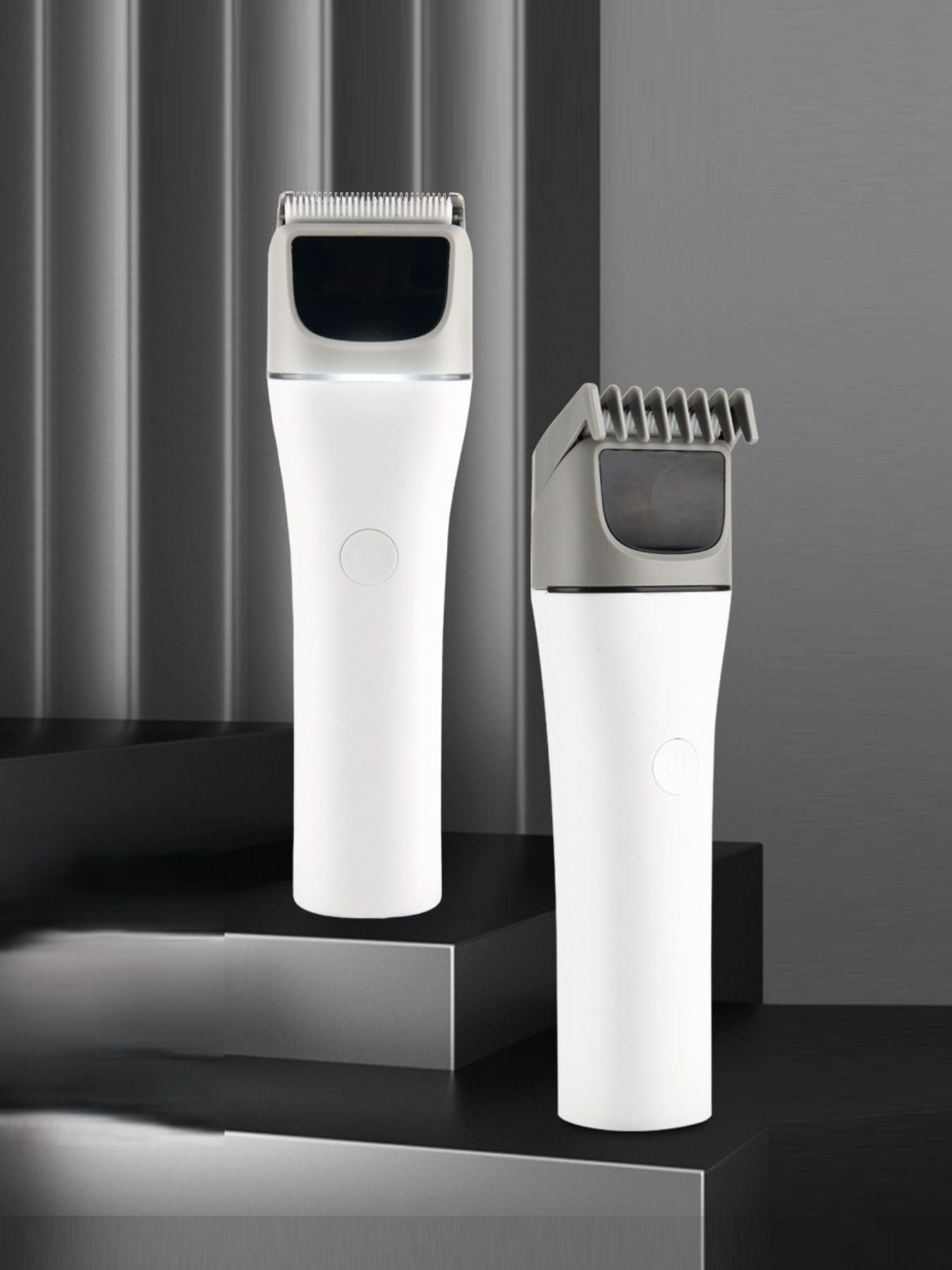 White Trendsi cordless rechargeable hair clipper with ergonomic design and adjustable blades, suitable for professional or home use.