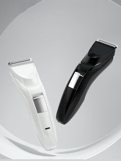 White cordless rechargeable hair clipper by Trendsi with a sleek design, suitable for professional and home grooming.