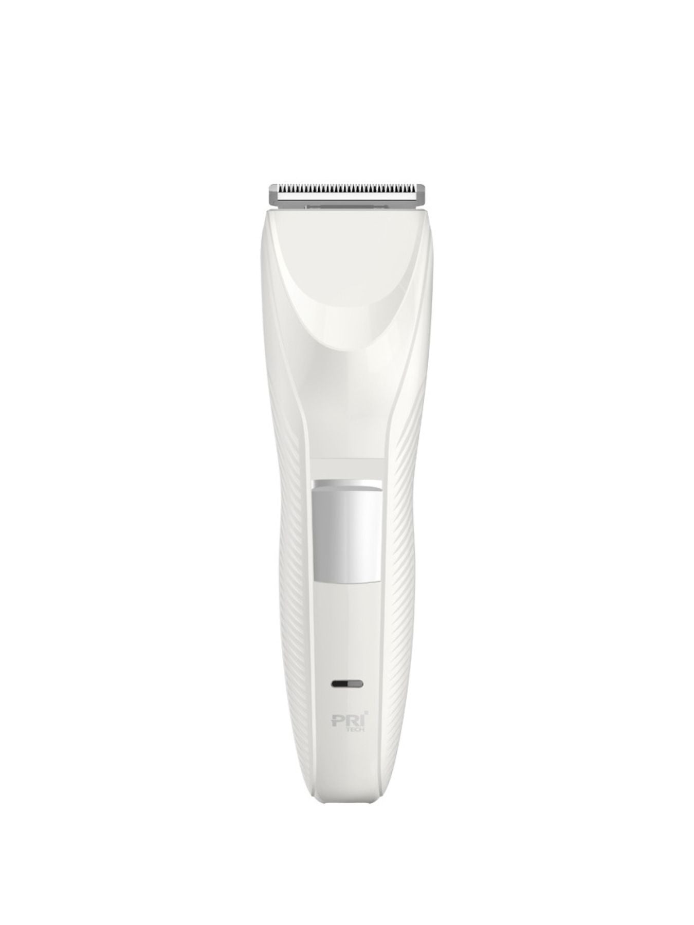 White cordless rechargeable hair clipper by Trendsi with ergonomic design and adjustable blades for precise grooming.