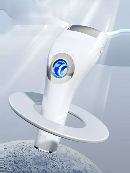 White electric foot nail buffer with LED light from Trendsi, showcasing a compact device for smoothing and polishing toenails.