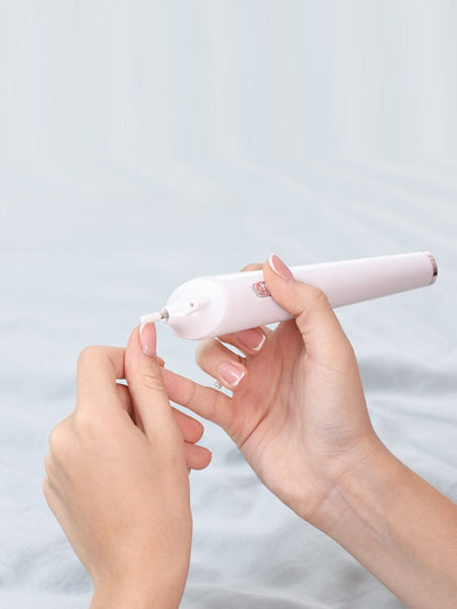 White electric nail buffer from Trendsi with a sleek design, perfect for shaping and polishing nails at home.
