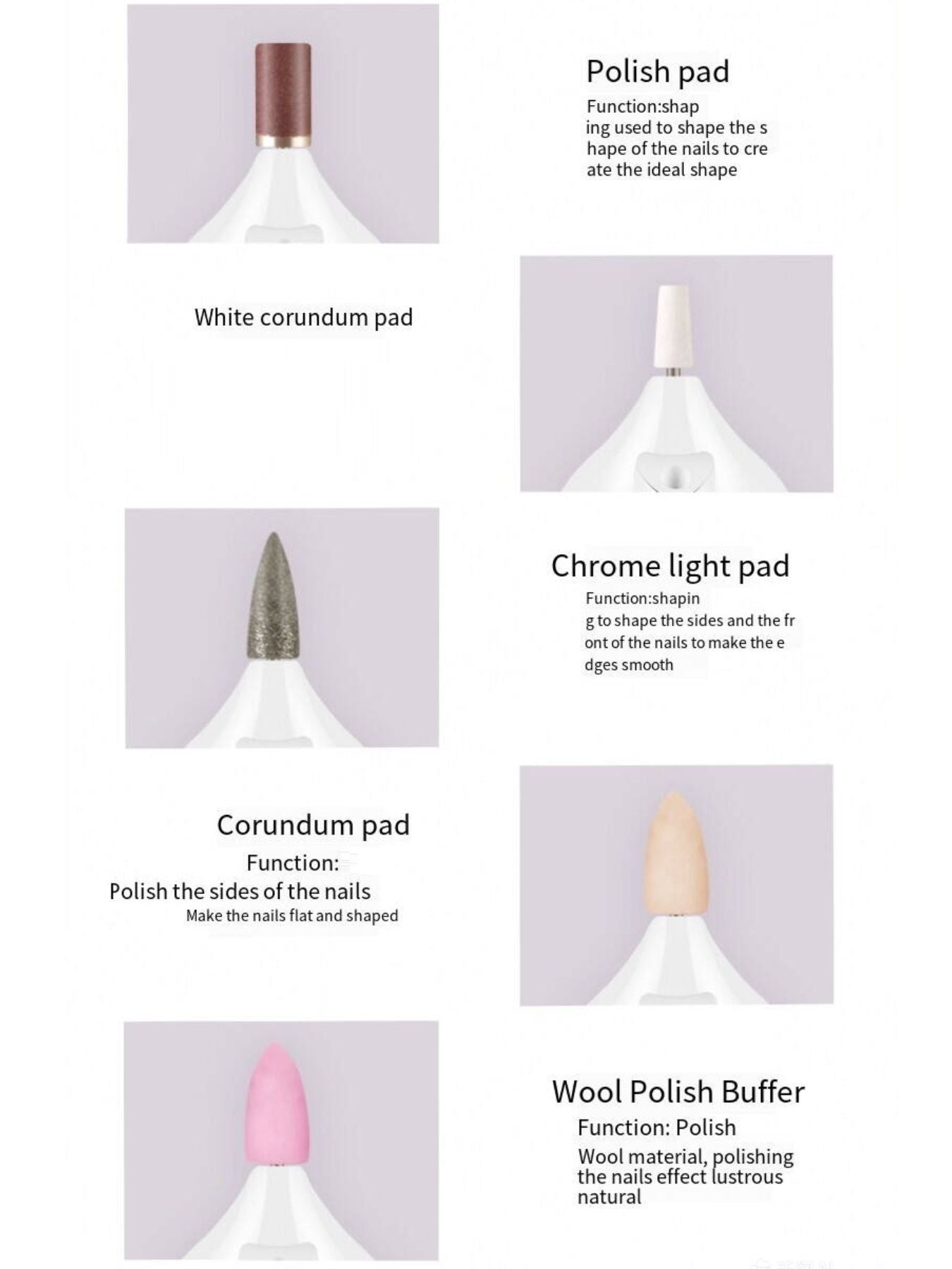 White electric nail buffer by Trendsi with a compact handheld design for smooth, polished nails.