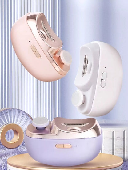 White electric nail buffer by Trendsi, with multiple polishing surfaces for smooth, shiny nails.