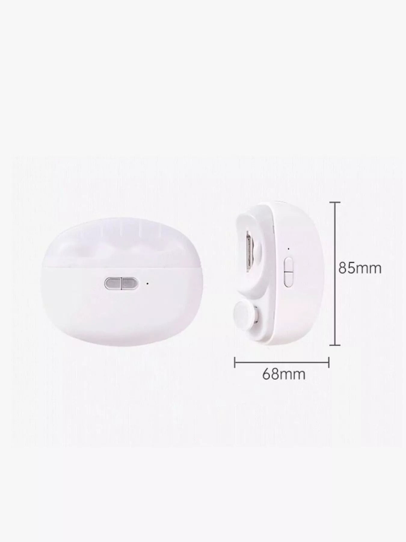 White electric nail buffer by Trendsi with multiple polishing surfaces for smooth, glossy nails.