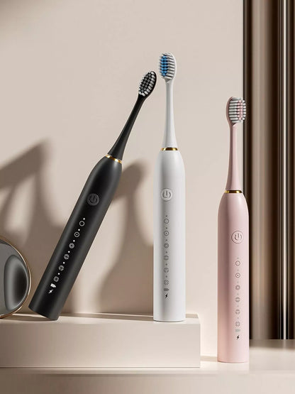 White electric toothbrush with multiple cleaning modes from Trendsi, featuring a sleek design and ergonomic handle.