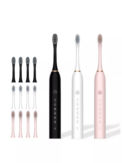 White electric toothbrush with multiple cleaning modes from Trendsi, showing the sleek handle and brush head.