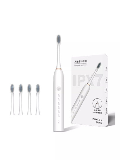 White electric toothbrush with multiple cleaning modes from Trendsi, featuring a sleek design and interchangeable brush head.