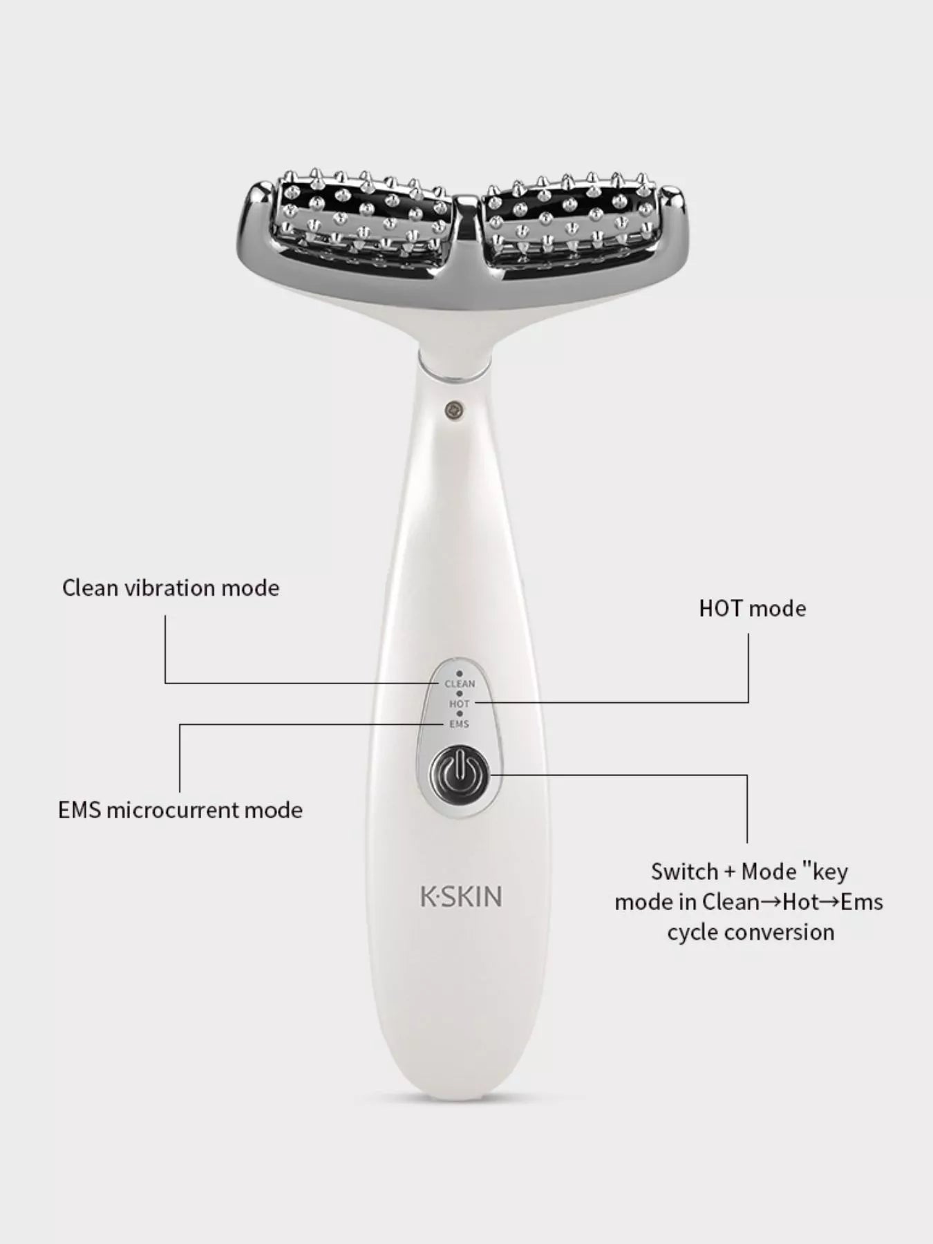 White Trendsi facial massager beauty device with ergonomic design for skin rejuvenation and relaxation.