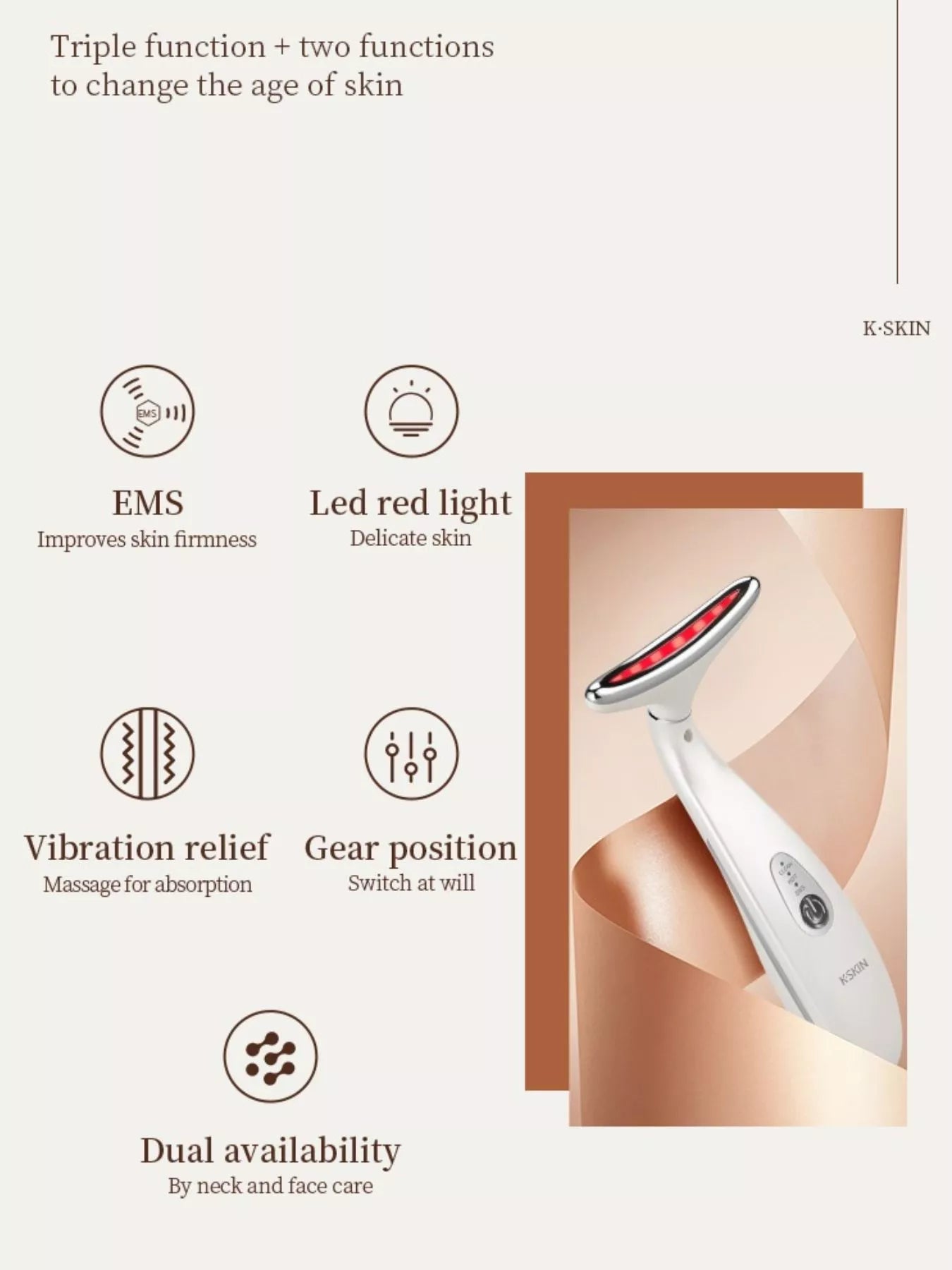 White Trendsi facial massager beauty device with ergonomic design for skincare and facial relaxation.