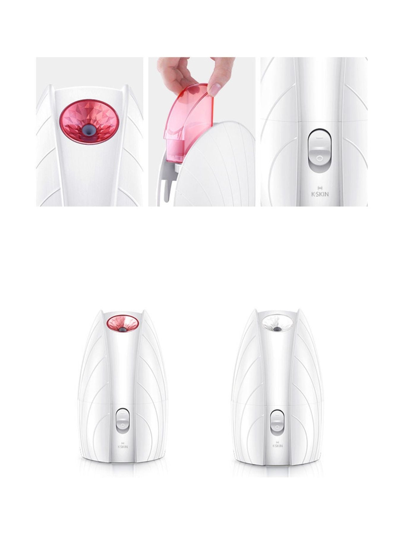 White facial steamer by Trendsi for deep skin hydration, featuring a compact design and easy-to-use beauty device.