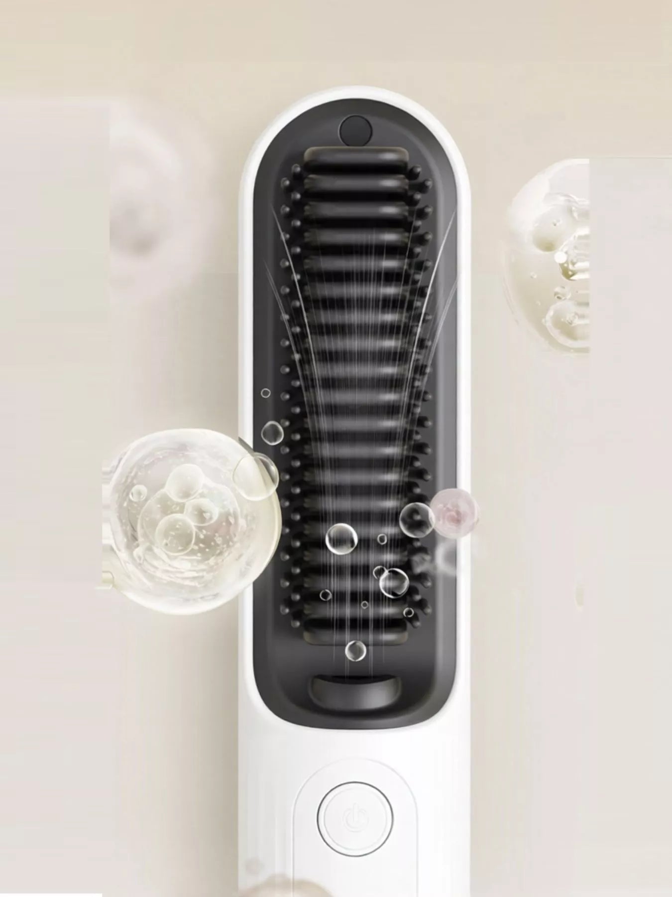 White heated hair straightening comb by Trendsi, with ceramic plates and ergonomic handle, designed for smooth styling.