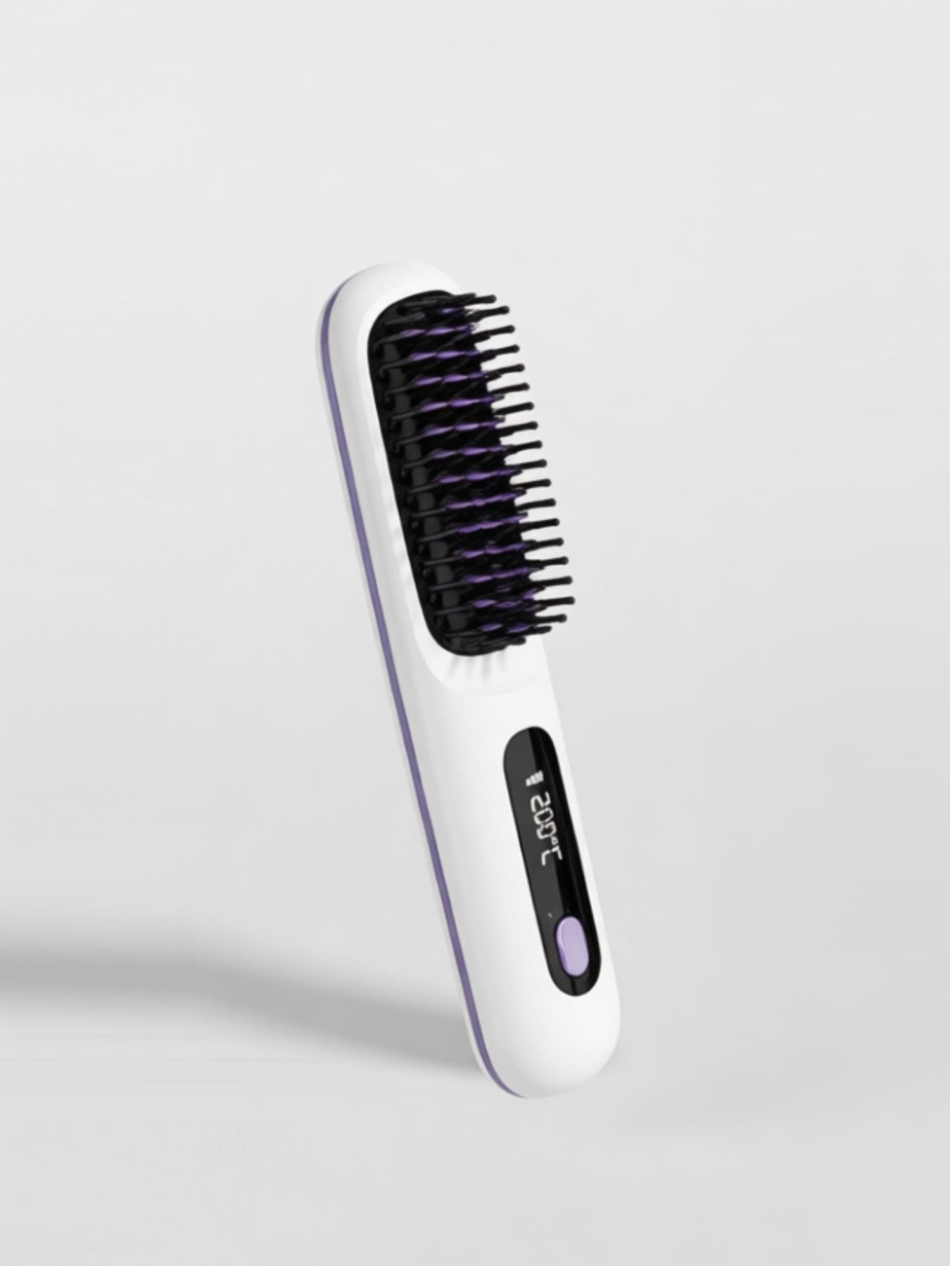 White heated straightening comb by Trendsi, cordless styling tool with adjustable temperature for sleek, straight hair.