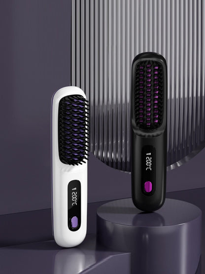 White Trendsi heated straightening comb with wide teeth, designed for easy styling and hair straightening.