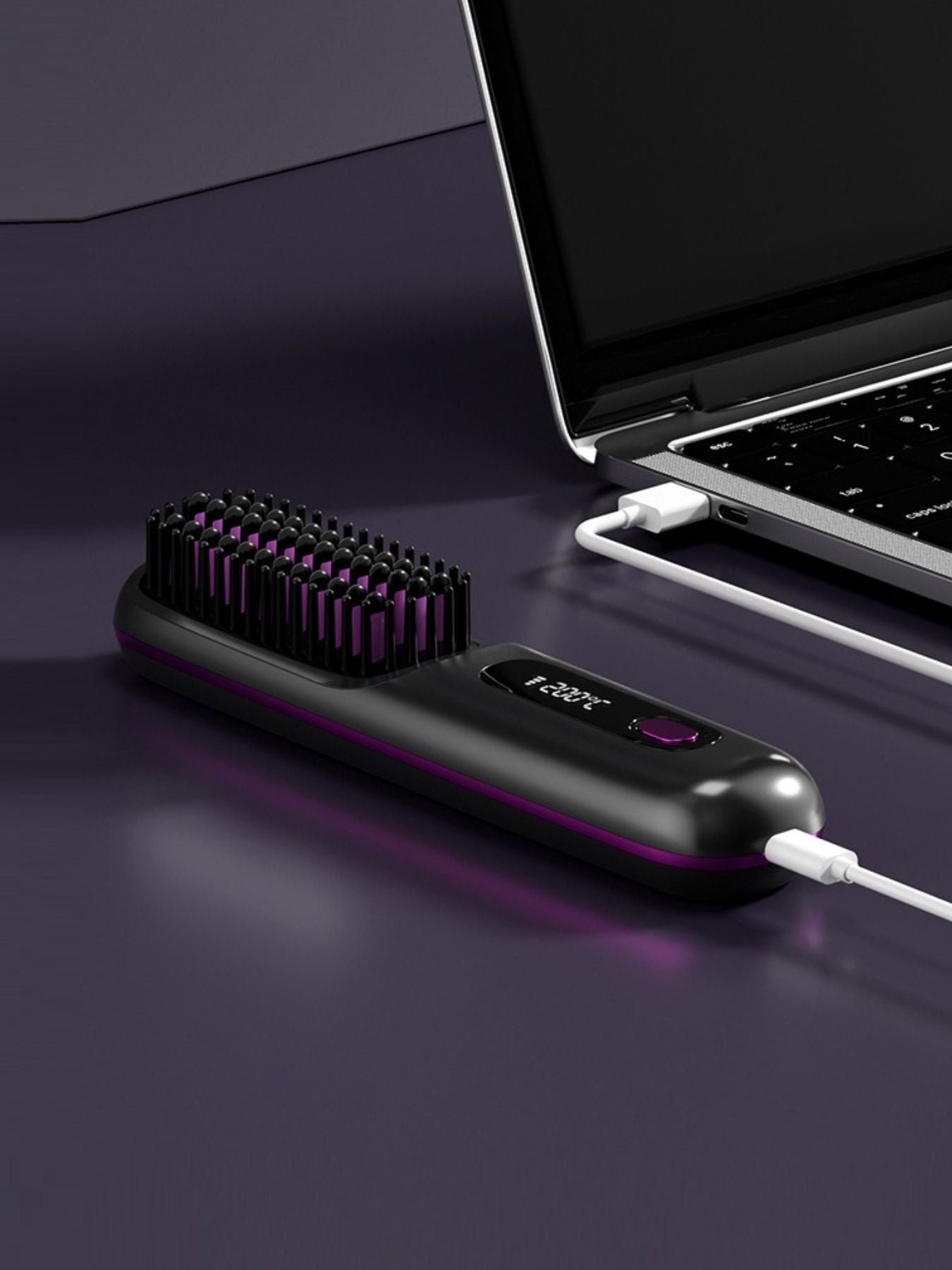 White Trendsi heated straightening comb with ergonomic handle, designed for smooth, frizz-free hair styling.