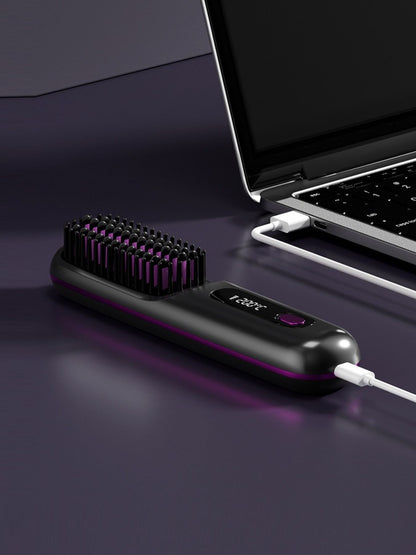 White Trendsi heated straightening comb with ergonomic handle, designed for smooth, frizz-free hair styling.