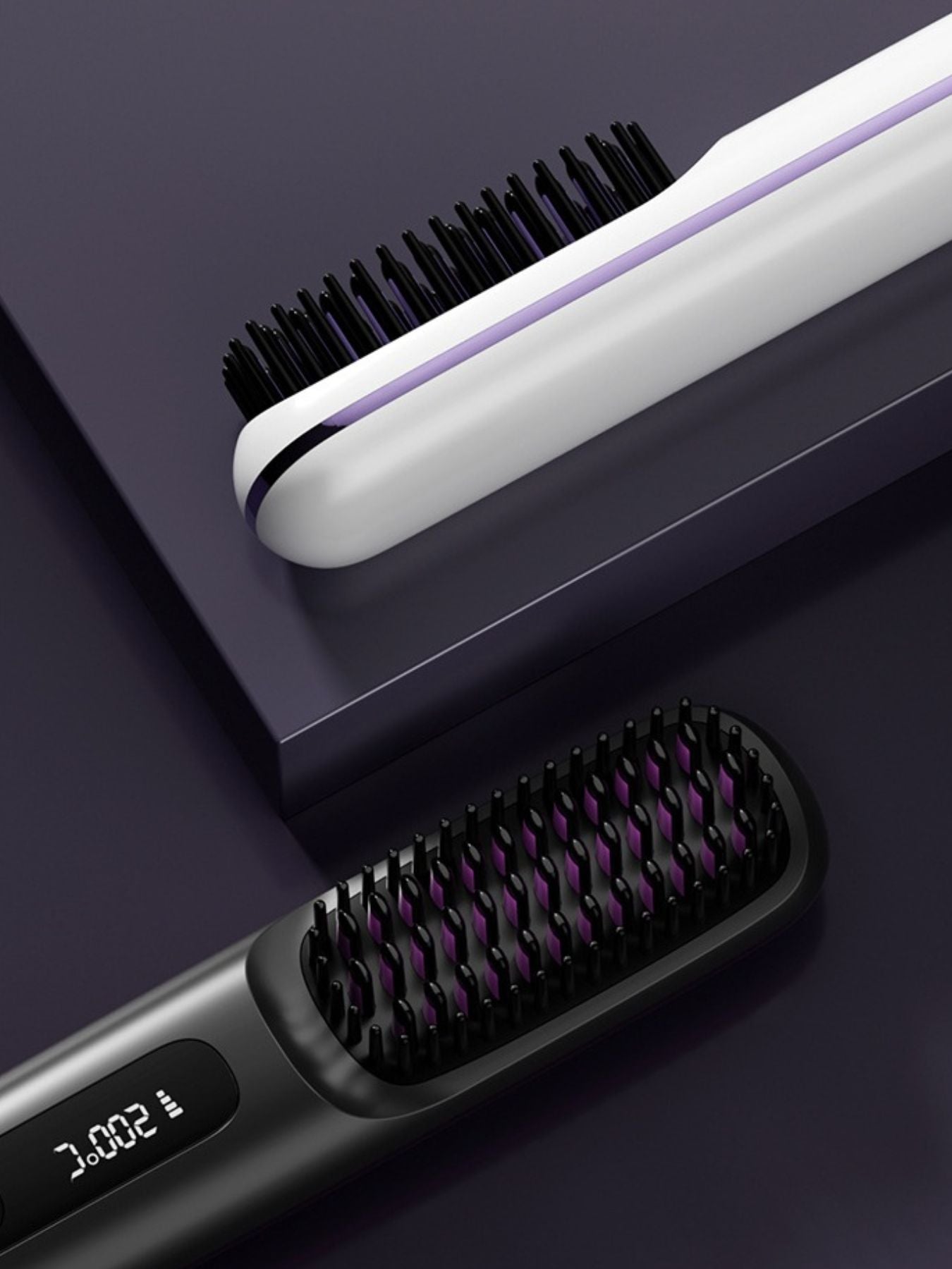 White Trendsi heated straightening comb with ceramic plates for sleek, straight hair styling.