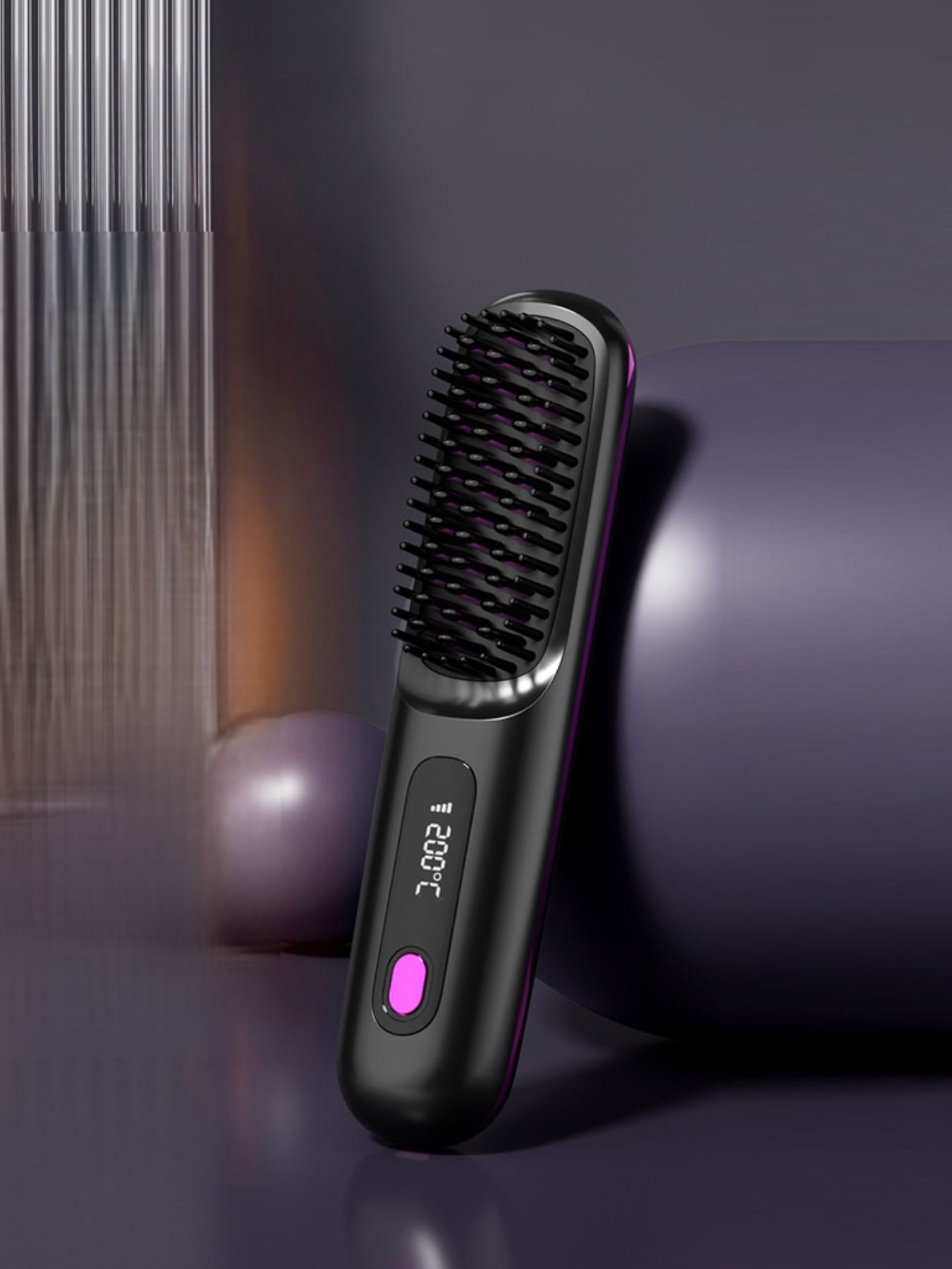 White heated straightening comb by Trendsi, showcasing its sleek design and teeth for easy hair styling and straightening.