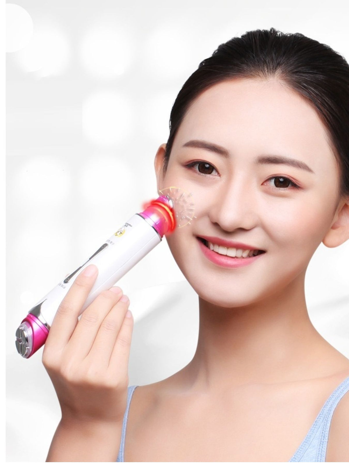 White Trendsi multifunctional beauty device with various attachments for skincare and facial treatments.