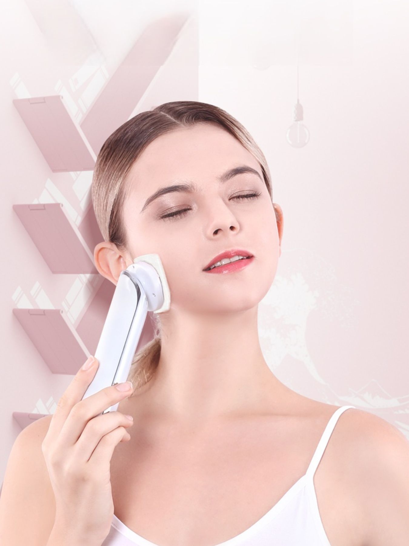 White Trendsi multifunctional facial beauty device with multiple treatment heads for skincare and facial rejuvenation.