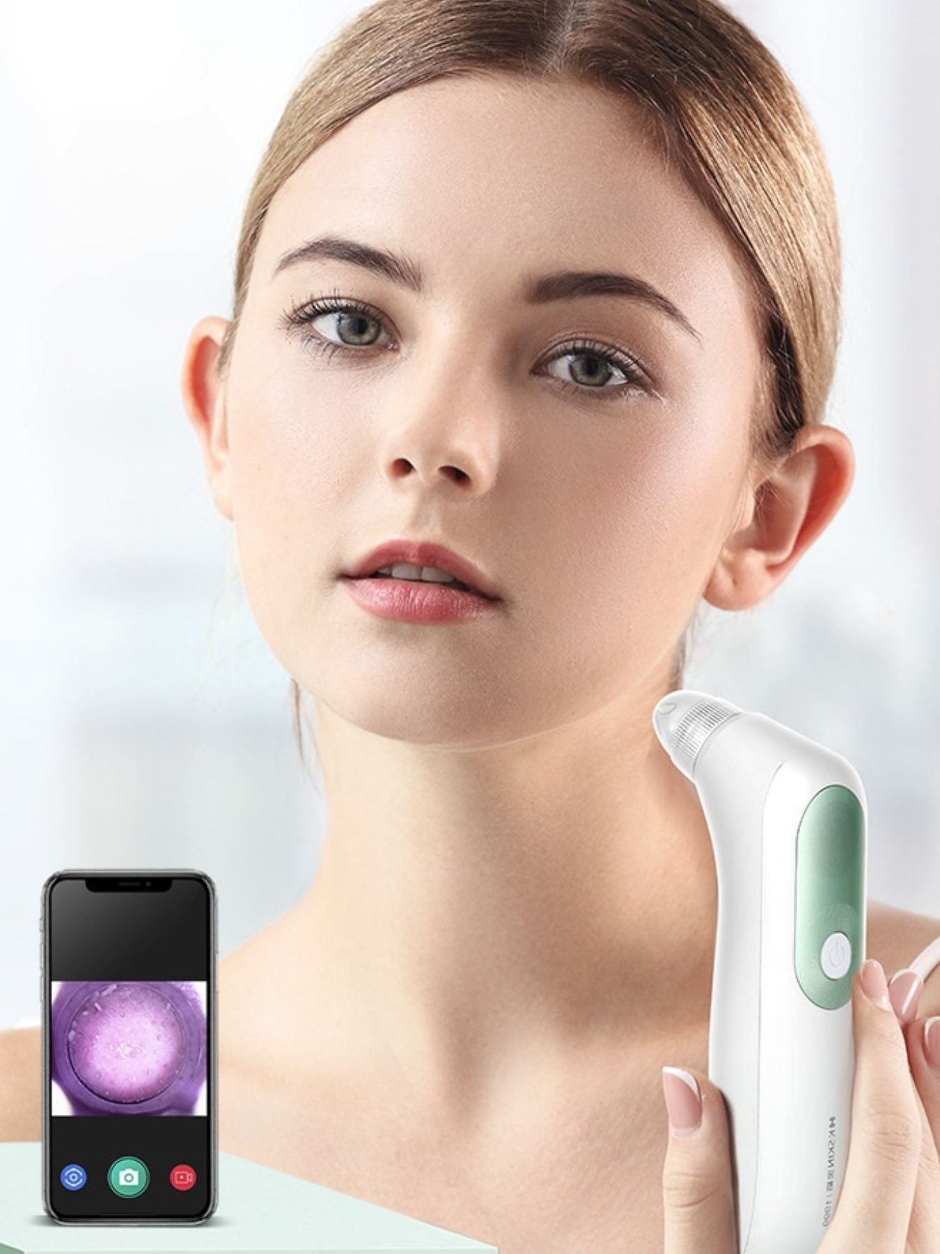 White painless pore vacuum blackhead extractor from Trendsi, showcasing the device with a sleek design for blackhead removal.