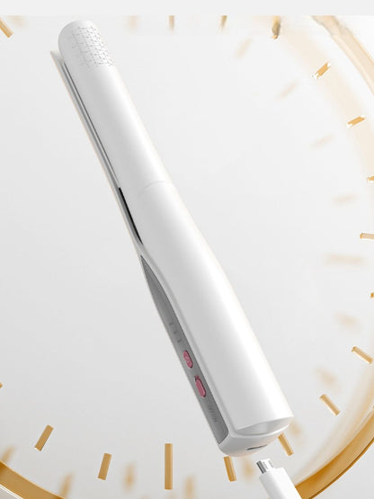 White portable ceramic hair straightener by Trendsi with compact design and ceramic plates for smooth, straight hair.
