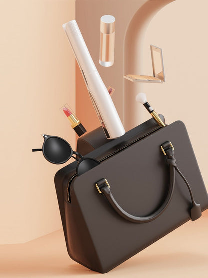 White portable ceramic hair straightener by Trendsi, compact design with ceramic plates for smooth, straight hair on the go.