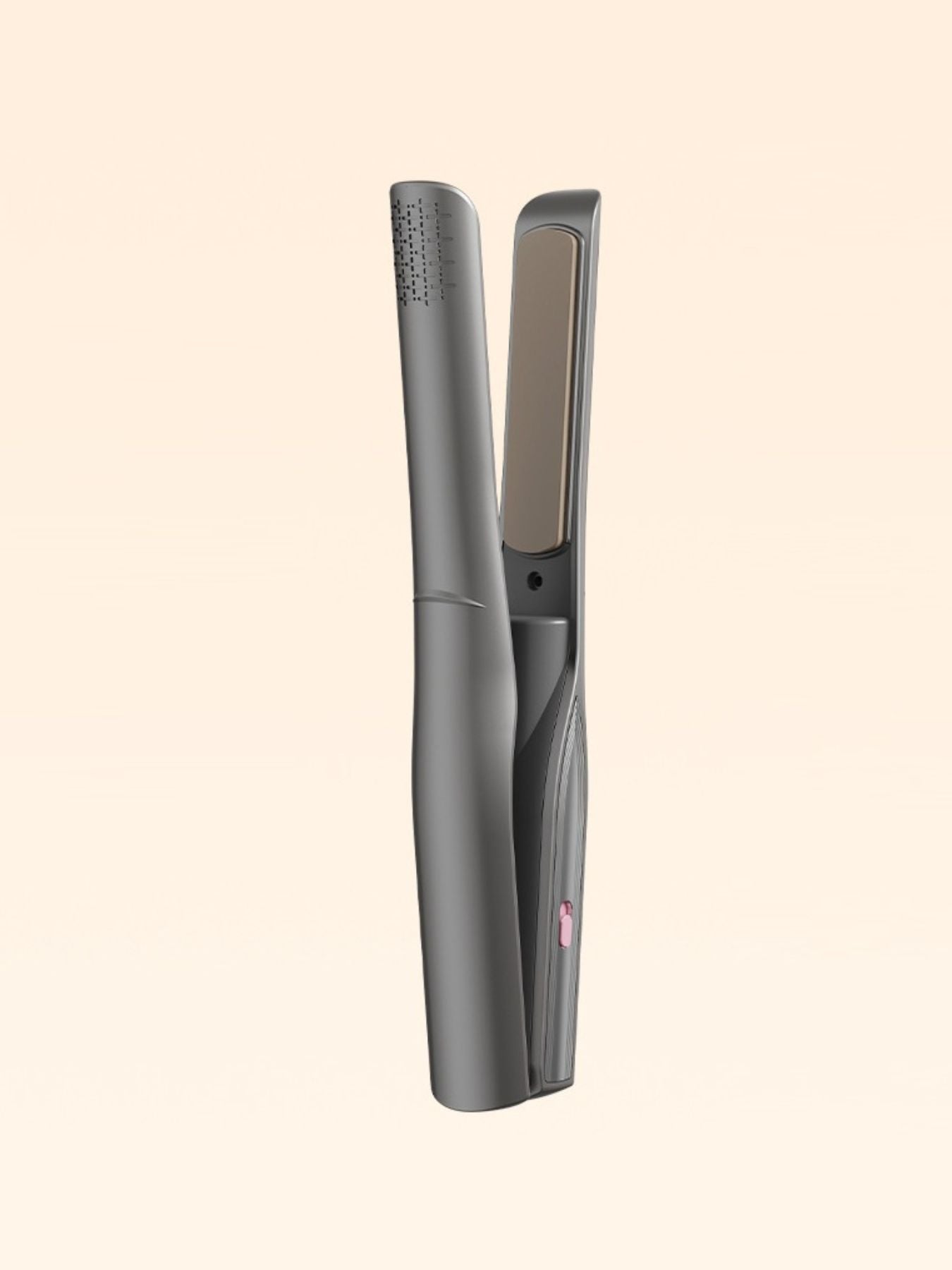 White portable ceramic hair straightener by Trendsi with sleek design and compact size for easy styling on the go.