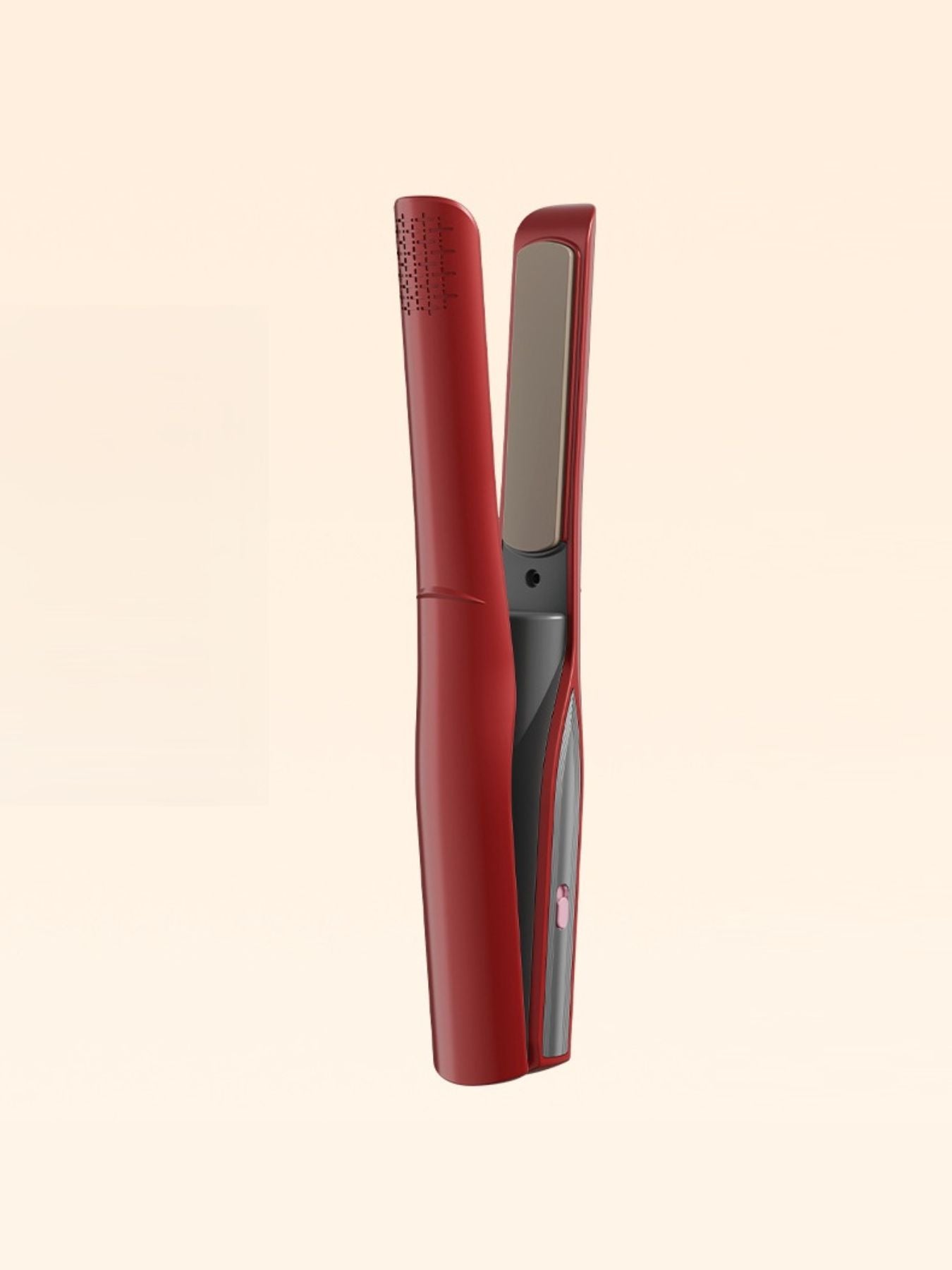 White portable ceramic hair straightener from Trendsi with compact design and ceramic plates for smooth, sleek styling.