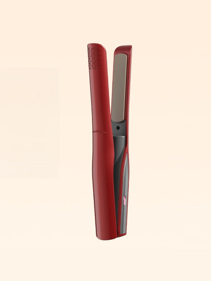 White portable ceramic hair straightener from Trendsi with compact design and ceramic plates for smooth, sleek styling.
