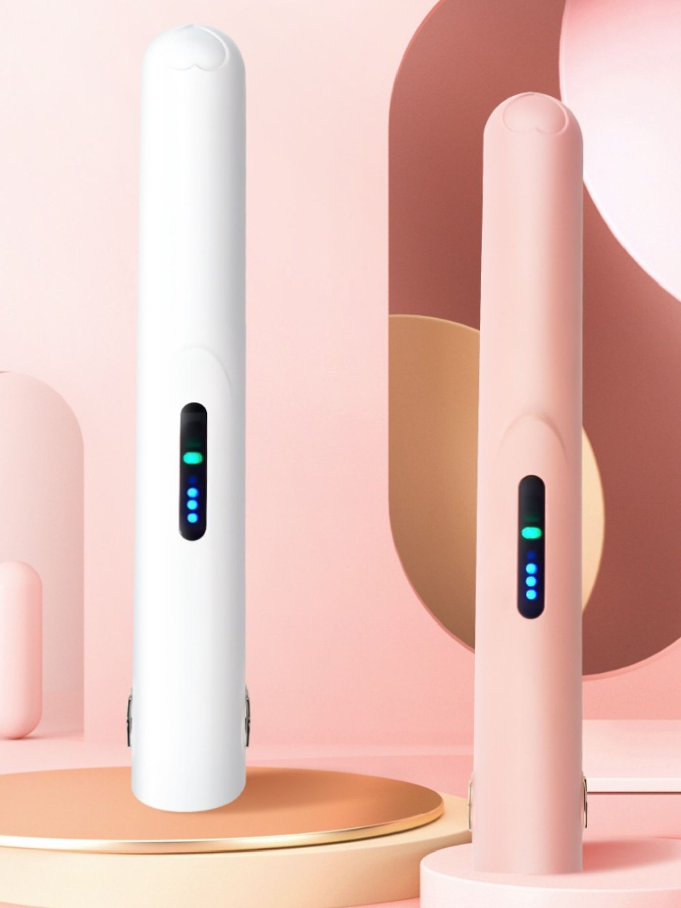 White portable cordless rechargeable curling iron by Trendsi with a sleek design for easy styling on the go.