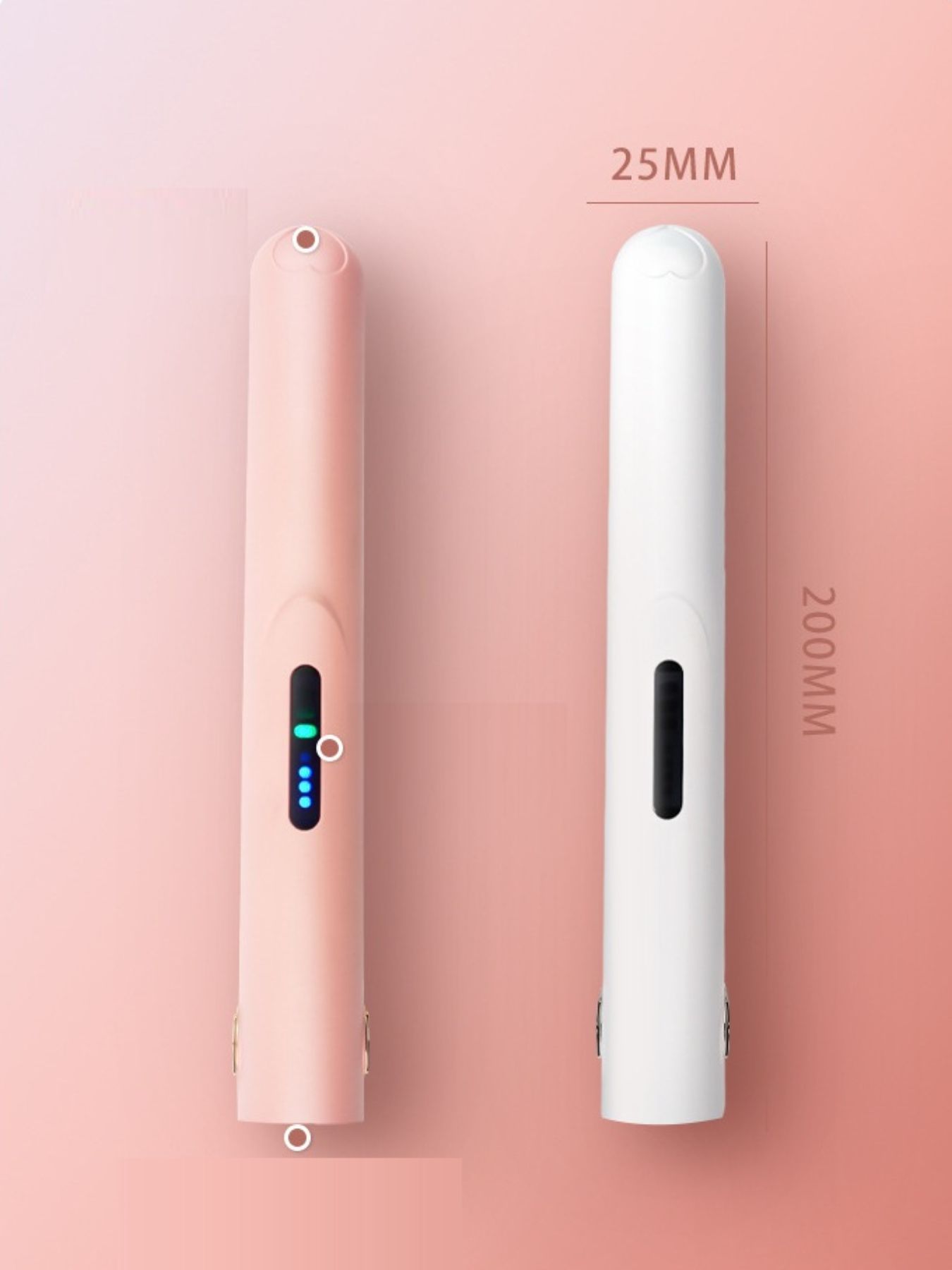 White portable cordless rechargeable curling iron by Trendsi, compact design with a handle and barrel for easy styling on the go.