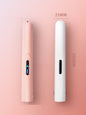 White portable cordless rechargeable curling iron by Trendsi, compact design with a handle and barrel for easy styling on the go.